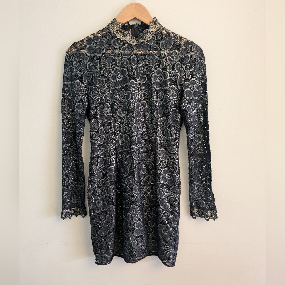 Rachel Zoe Metallic Hunter Mini Dress Size 2 Gold